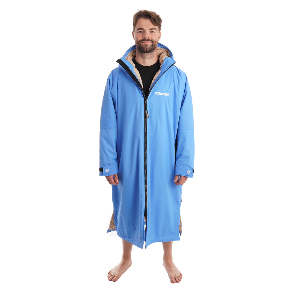 Coucon Changing Robe Adult Long Sleeve - Electric Blue Front Half Zipped
