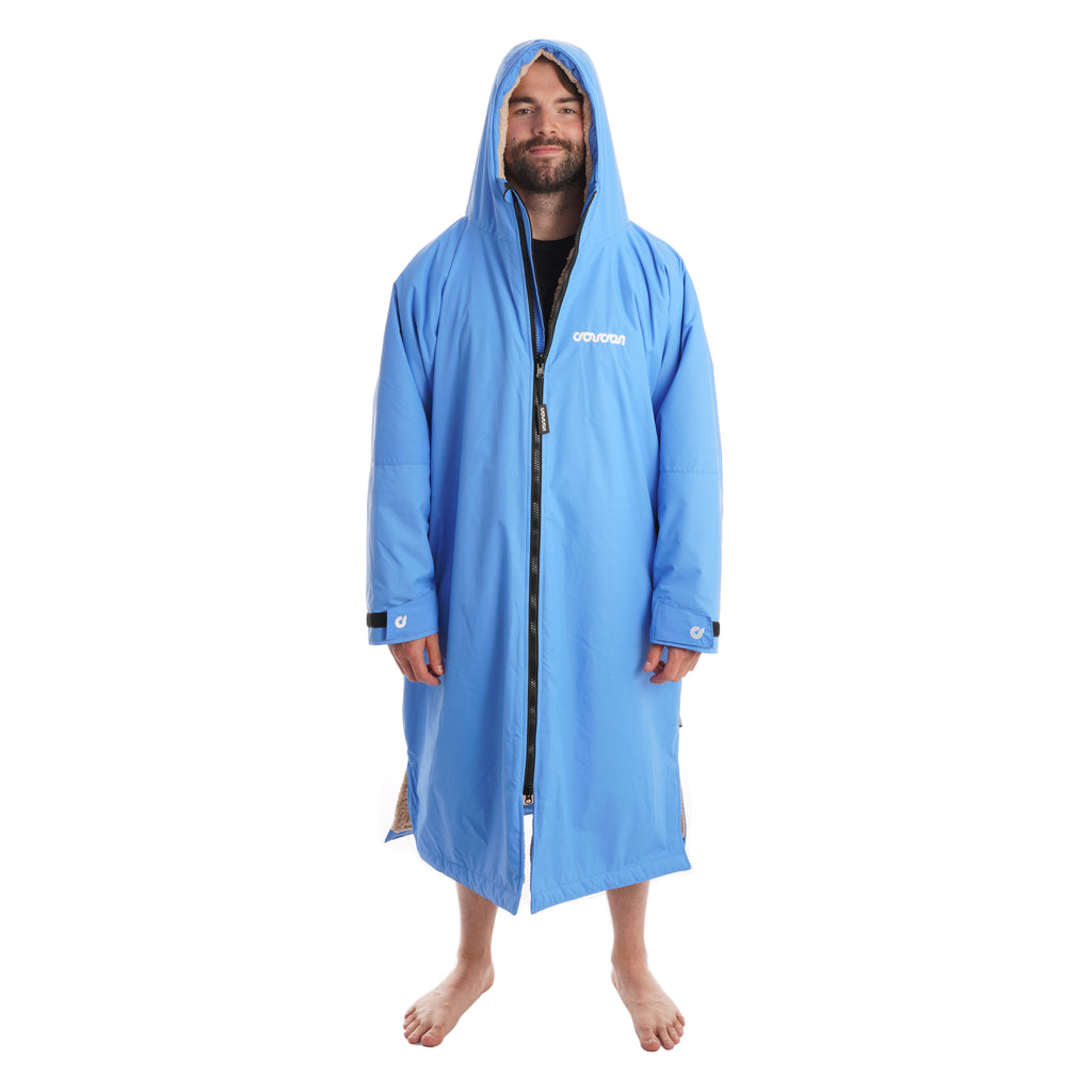 Coucon Changing Robe Adult Long Sleeve - Electric Blue Front Hood Up