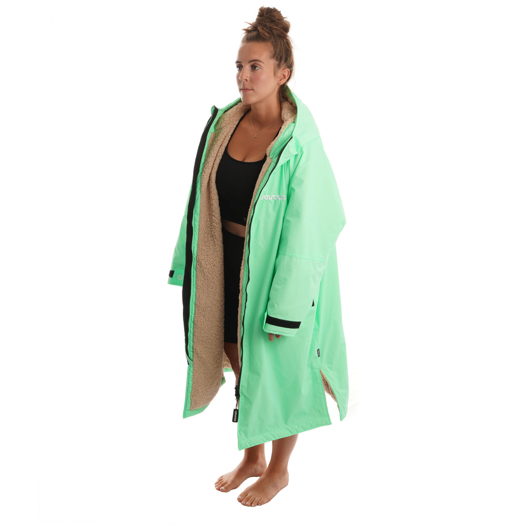 Coucon Changing Robe Adult Long Sleeve - Lime Green (Limited Edition) Side View Un-Zipped