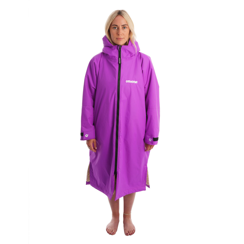 Purple Long Sleeve Changing Robe -  Magenta Purple Front Zipped