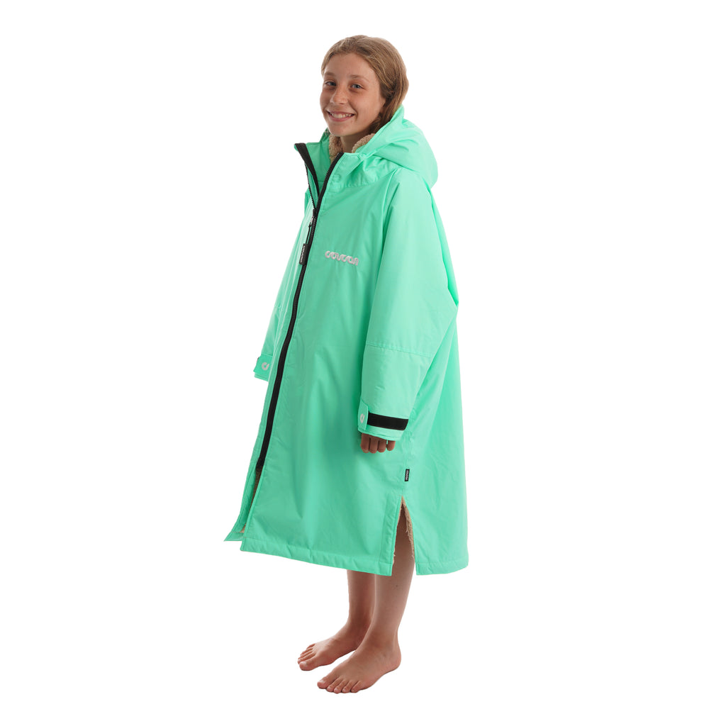 Coucon Changing Robe Kids Long Sleeve - Mint Side View Half Zipped