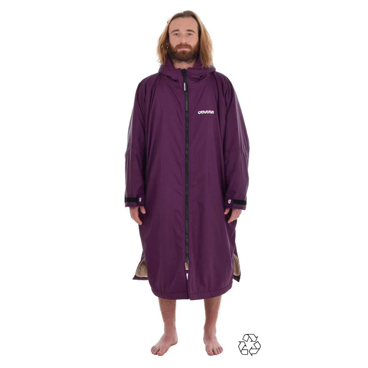 Changing Robe Adult Long Sleeve Plum Front Zipped Recycled
