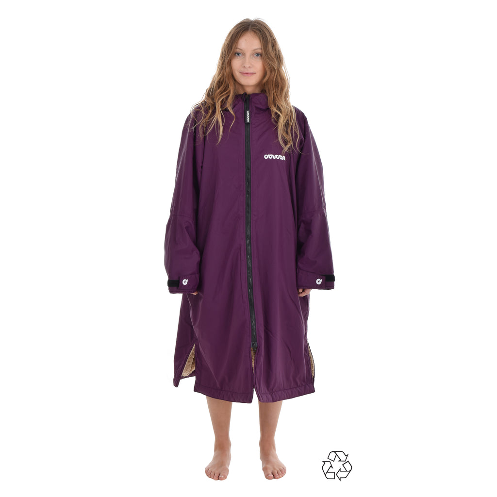 Changing Robe Adult Long Sleeve Plum Front Zipped Medium Recycled