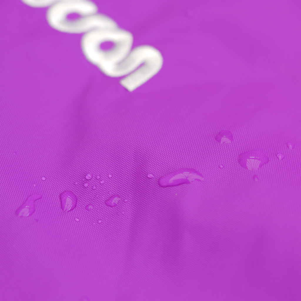 Purple Long Sleeve Changing Robe - Water Drops on waterproof Shell
