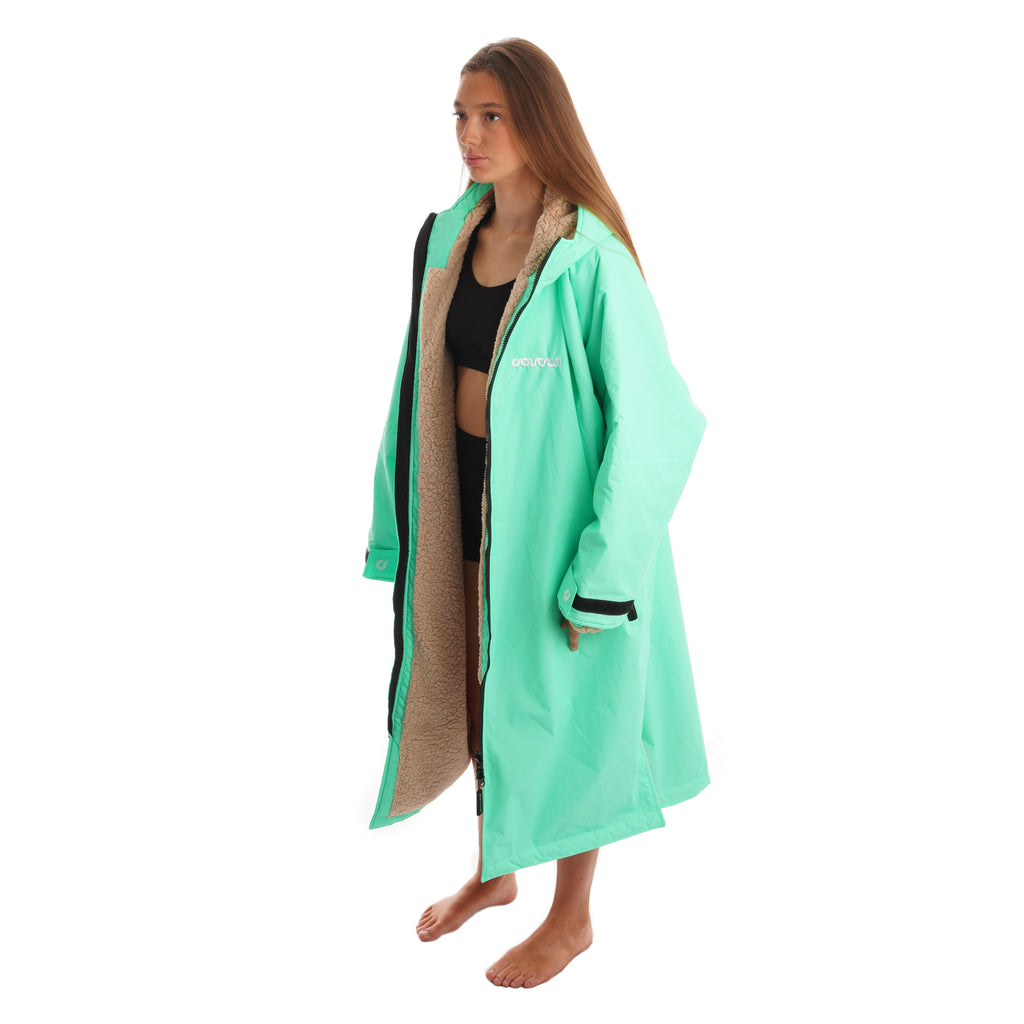 Coucon Changing Robe Adult Long Sleeve - Mint Side View Un-Zipped
