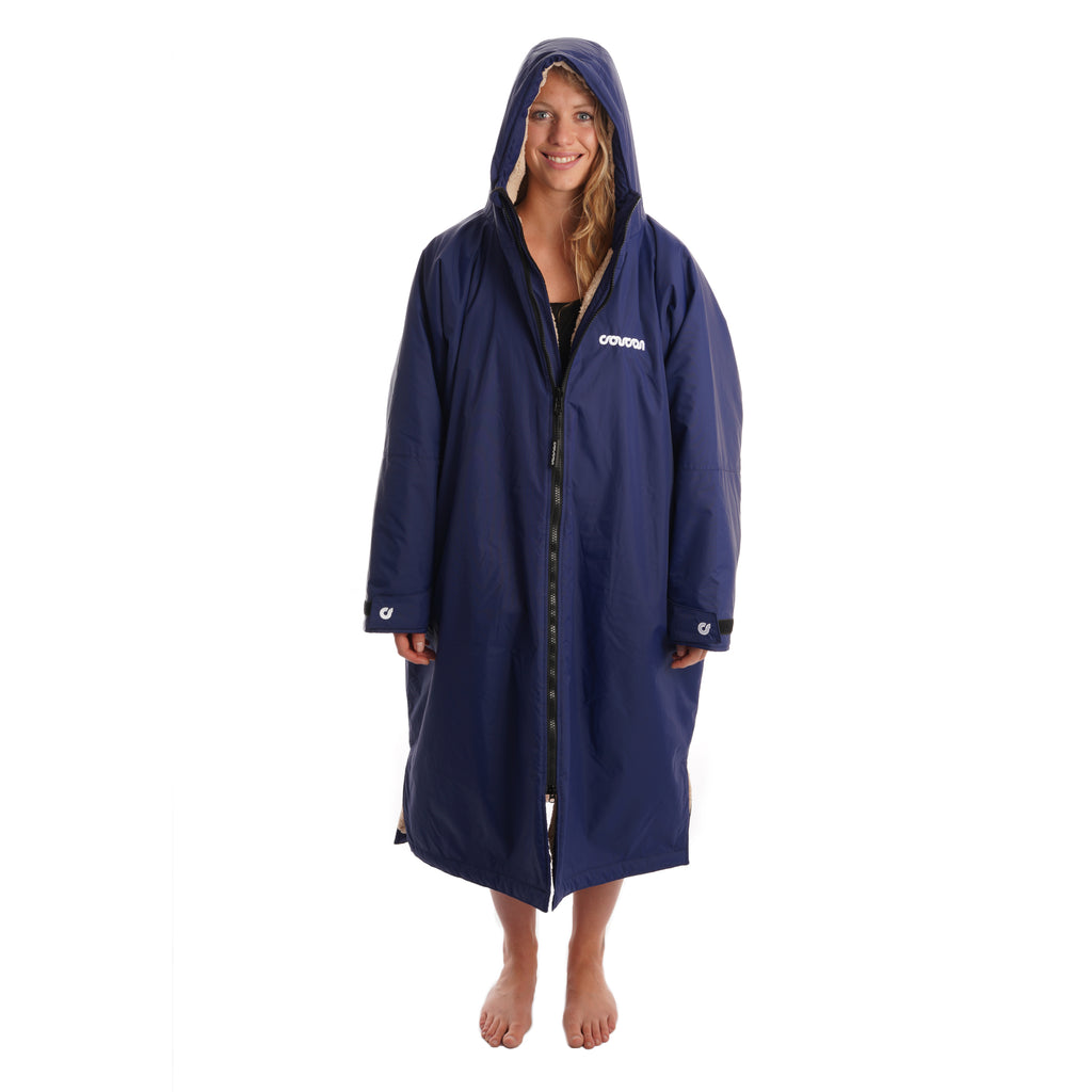 Coucon Changing Robe Adult Long Sleeve - Navy Front Hood Up