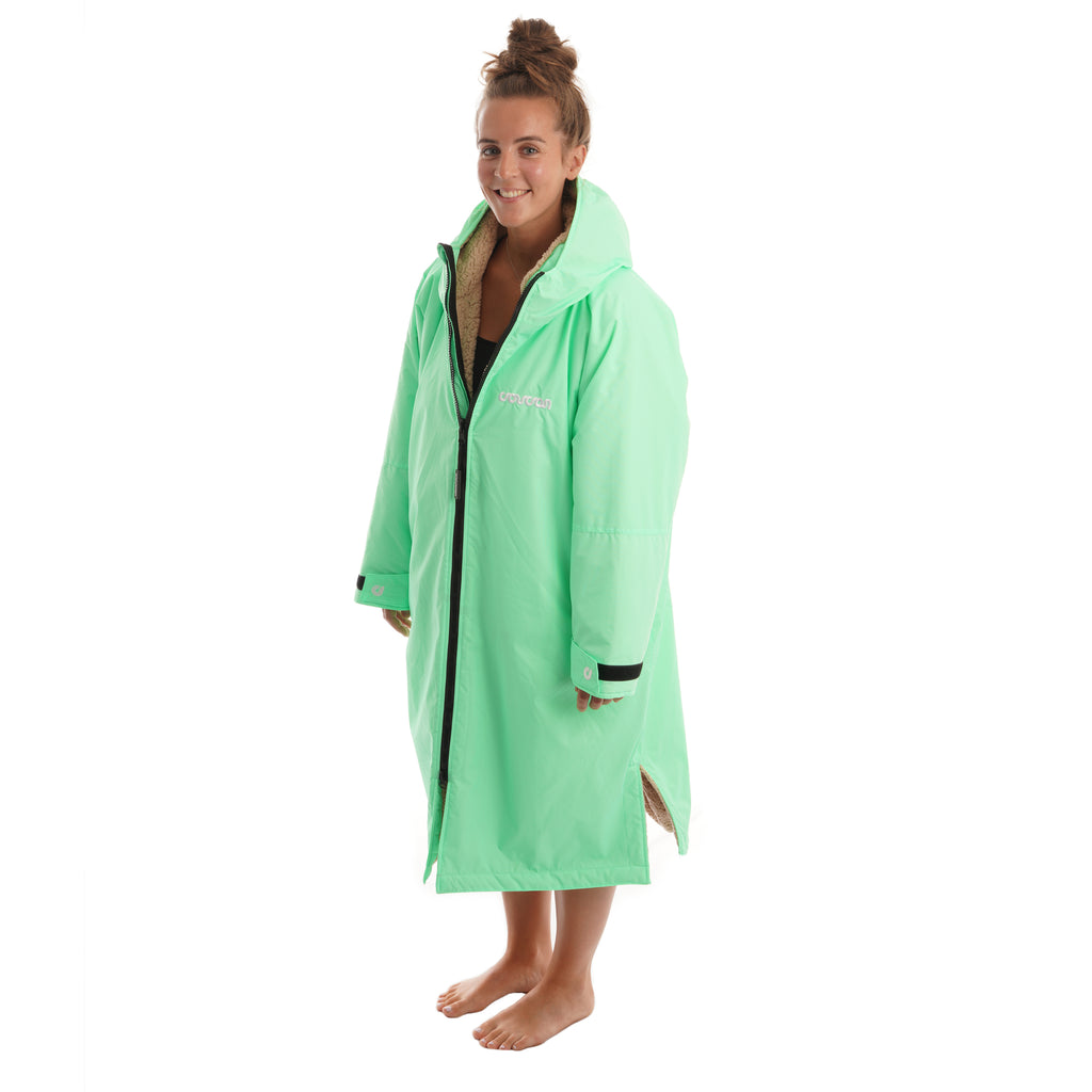 Coucon Changing Robe Adult Long Sleeve - Lime Green (Limited Edition) Side View Half Zipped