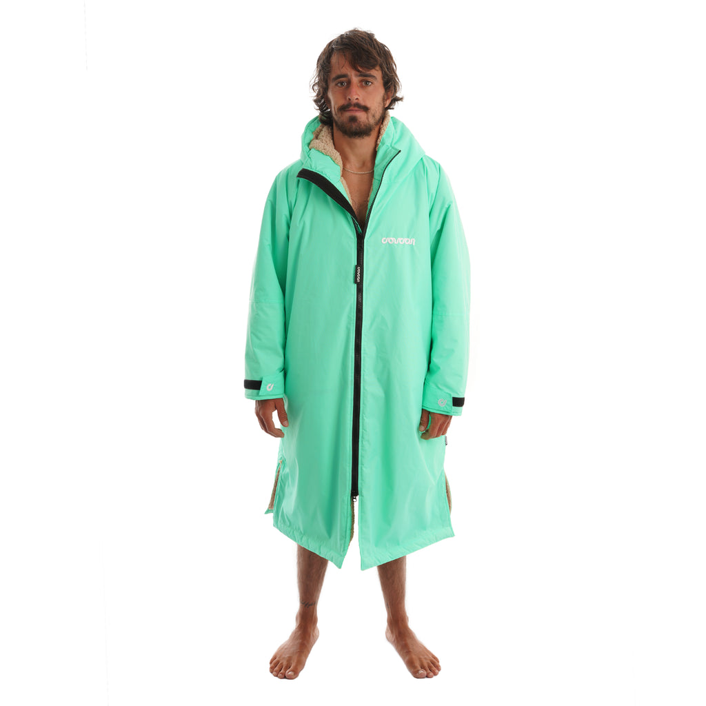 Coucon Changing Robe Adult Long Sleeve - Mint Medium Front Half Zipped