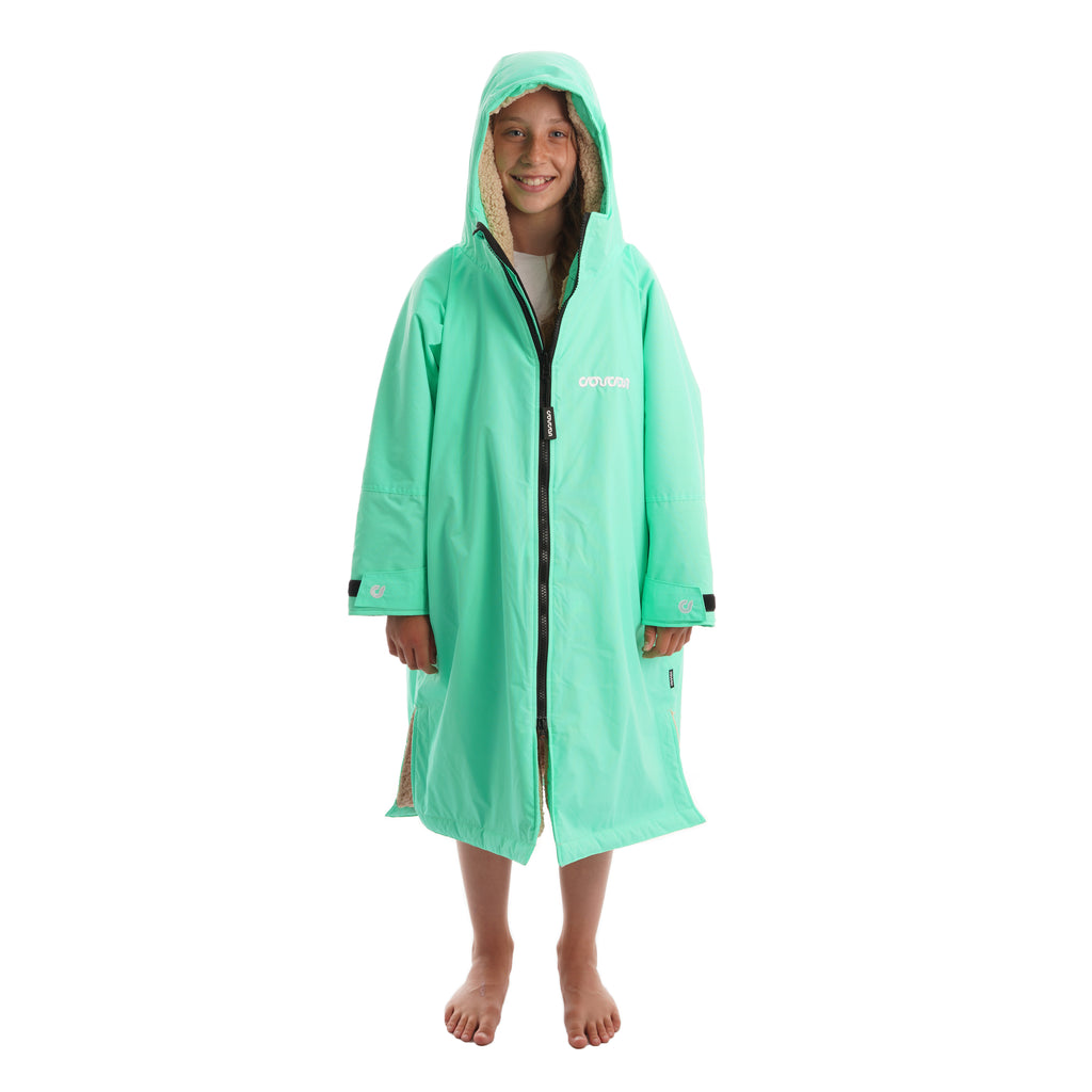 Coucon Changing Robe Kids Long Sleeve - Mint Side View Half Zipped