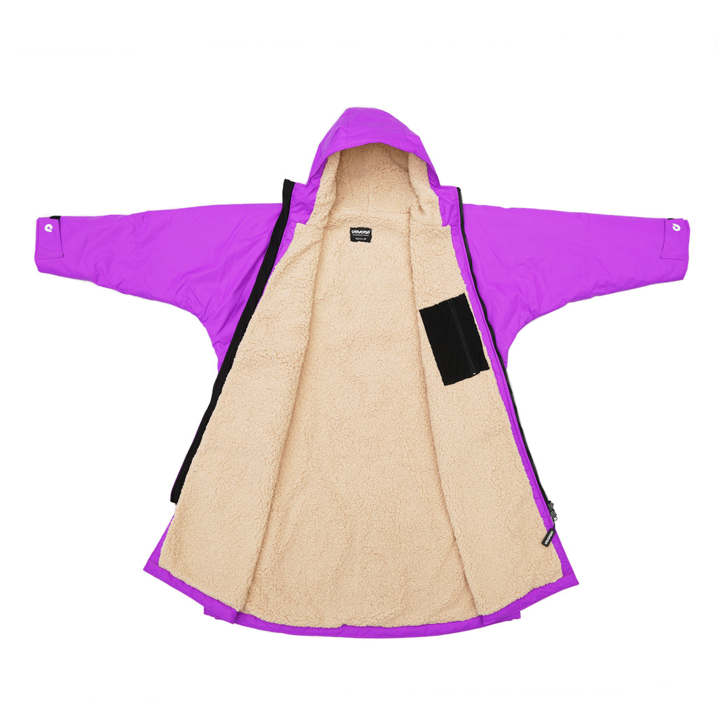 Purple Long Sleeve Changing Robe - Magenta Purple Non Model Flat View Un-Zipped