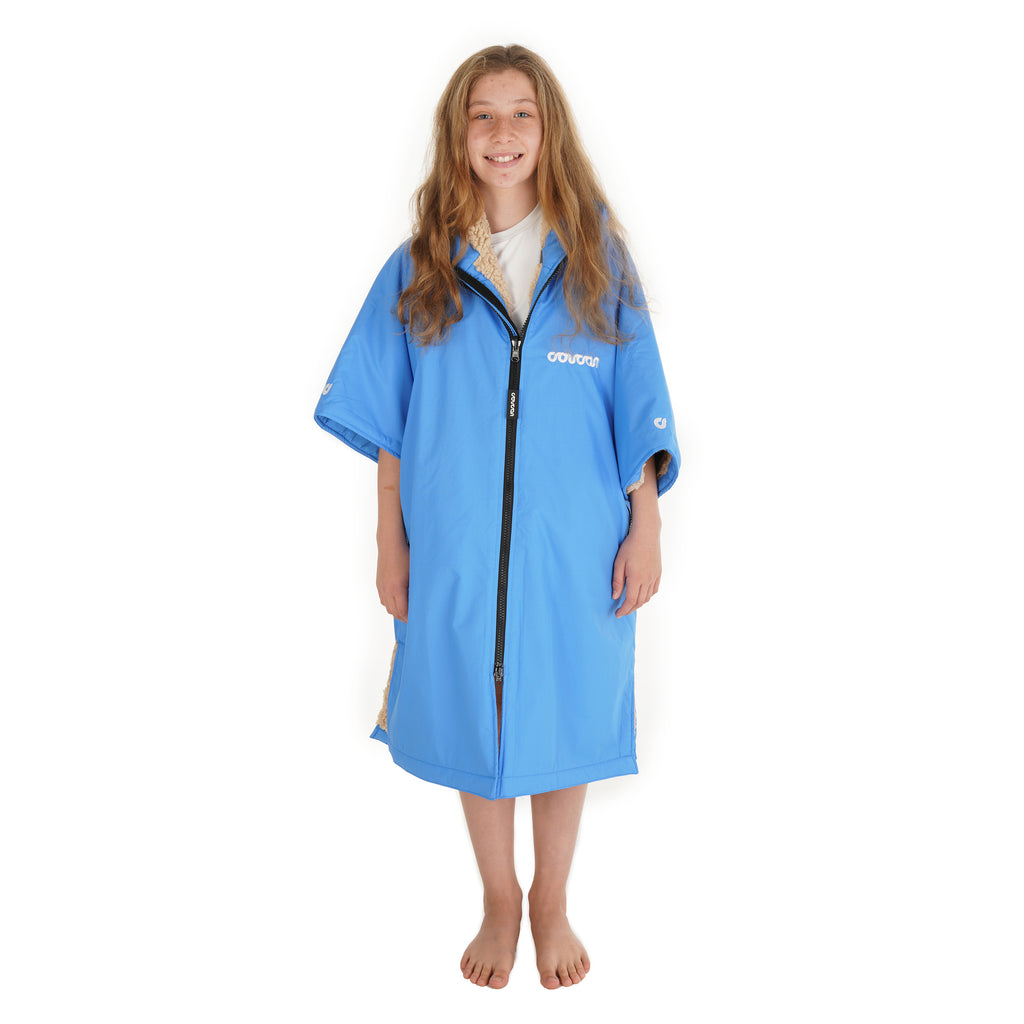 Coucon Electric Blue Kids Short Sleeve Changing Robe