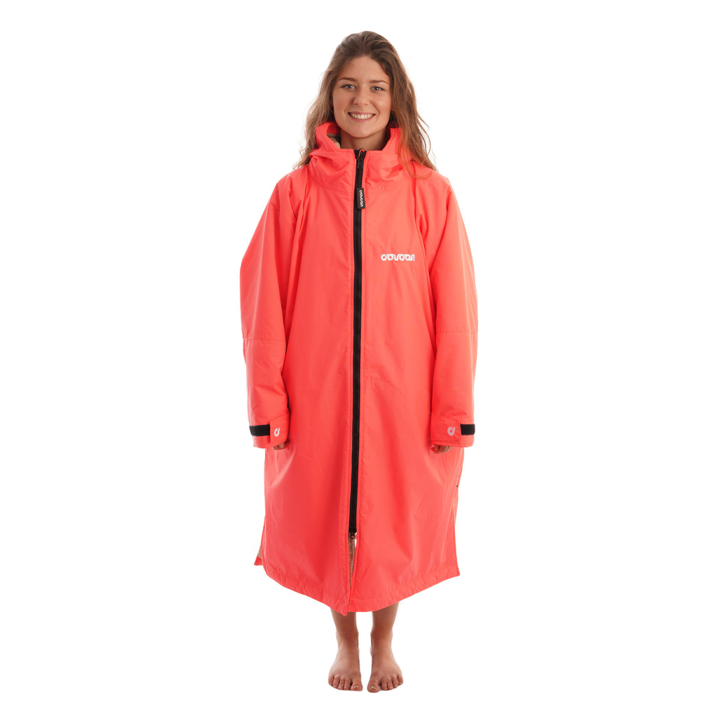 Coucon Changing Robe Adult Long Sleeve - Fluoro Orange (Limited Edition) Front Zipped